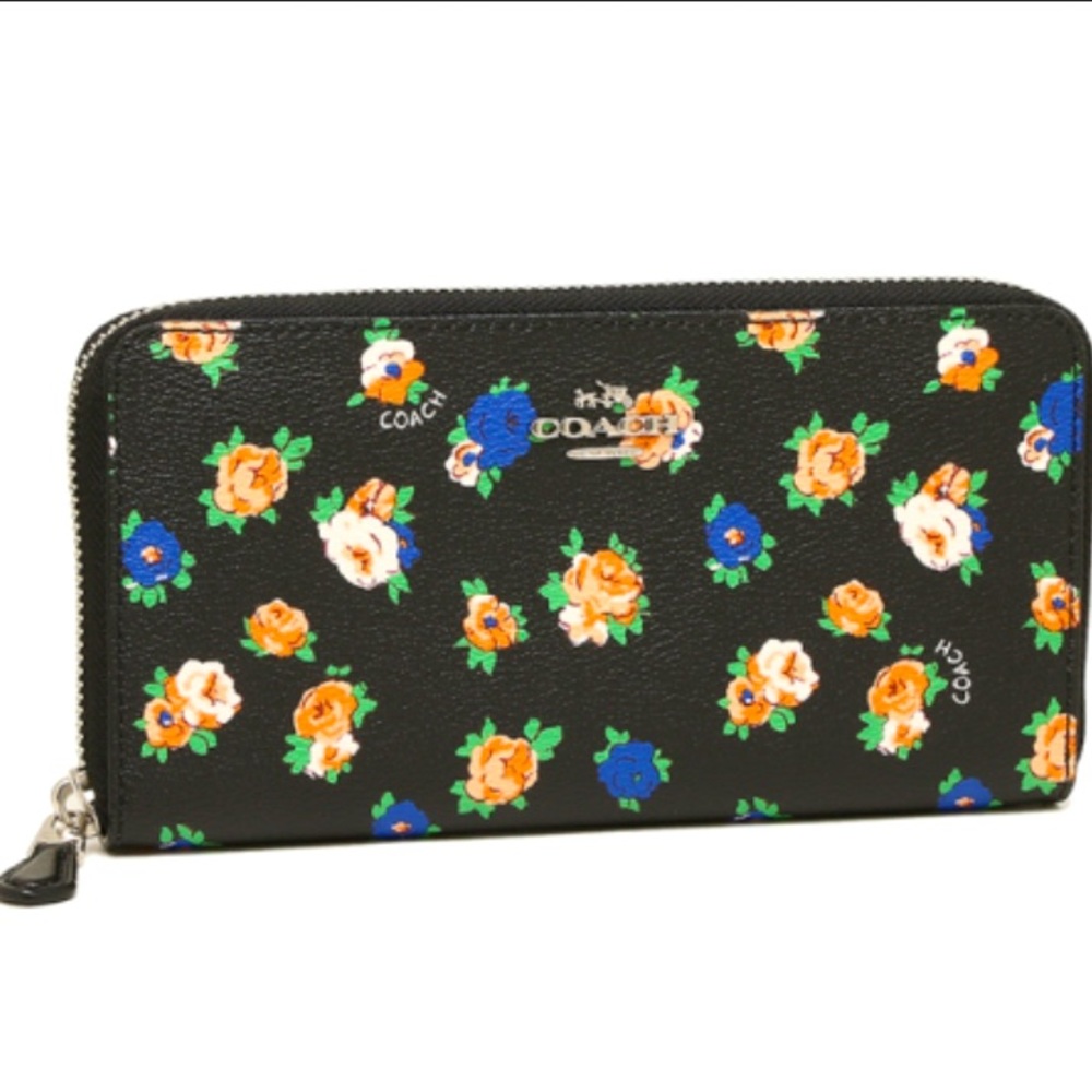 Black Floral Coach Wallet